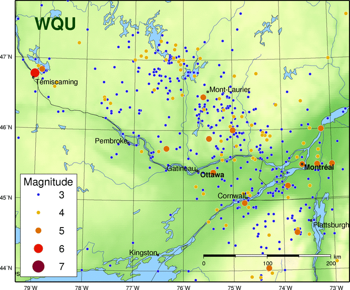 historical seismicity map