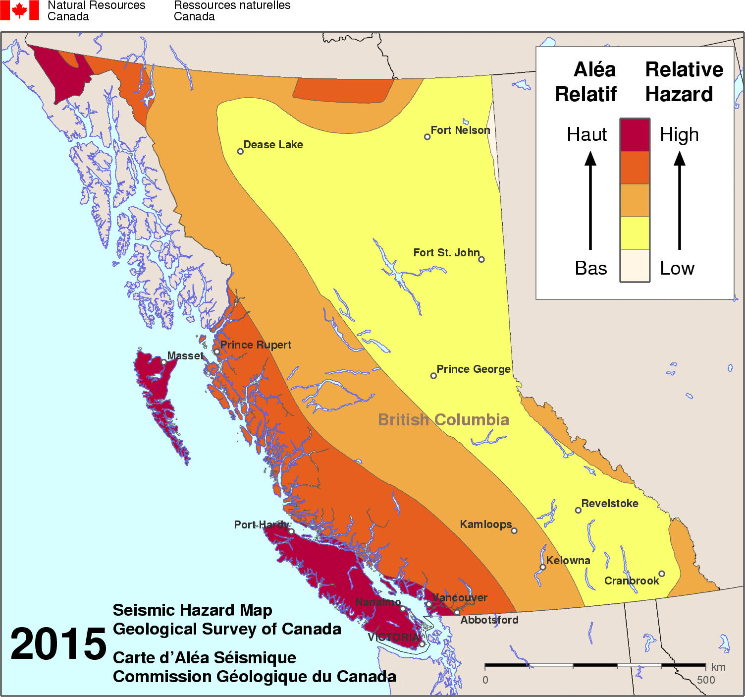 2015 NBCC seismic hazard map - BC