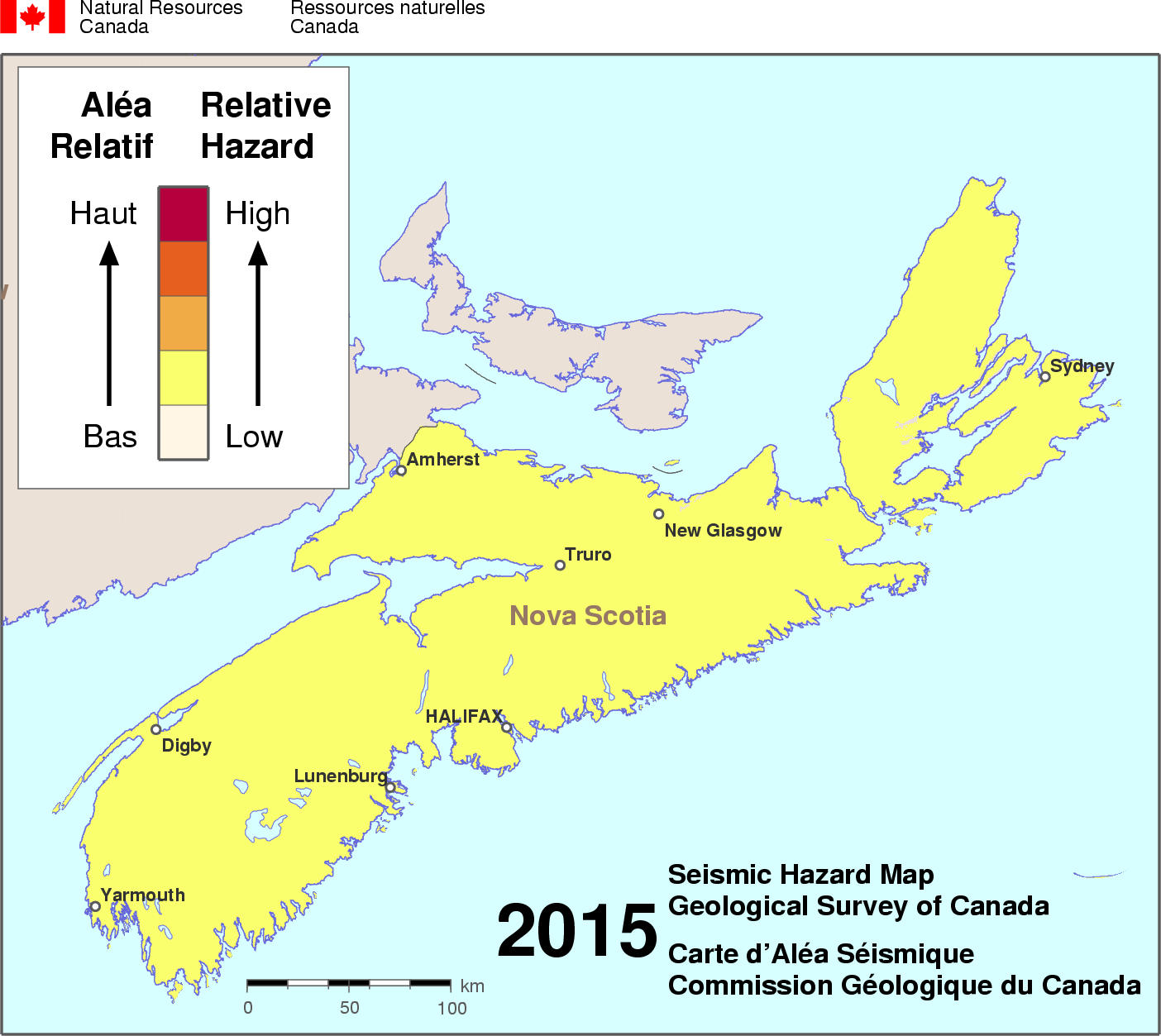 2015 NBCC seismic hazard map - NS