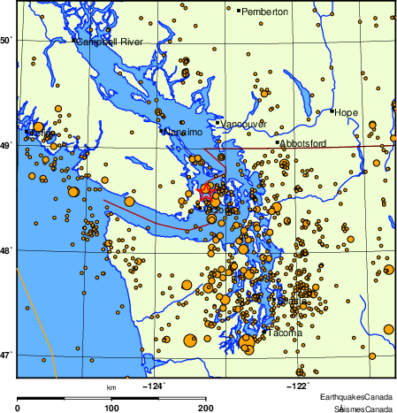 Map of earthquakes magnitude 2.0 and larger, 2000 - present