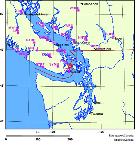 Map of Regional Seismographs