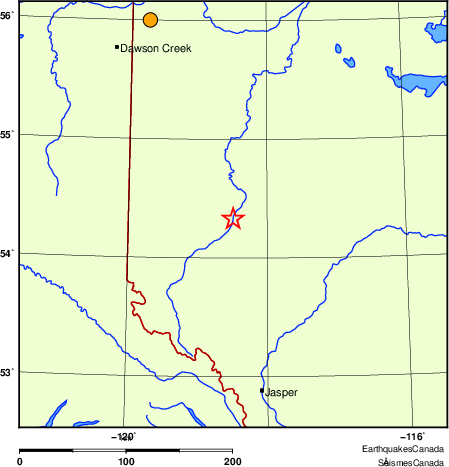 Map of historical earthquakes magnitude 5.0 and larger.  Details in the data table below