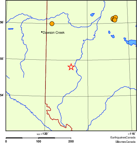 carte des séismes historiques de magnitude 5,0 et plus.  Détails dans le tableau de données ci-dessous