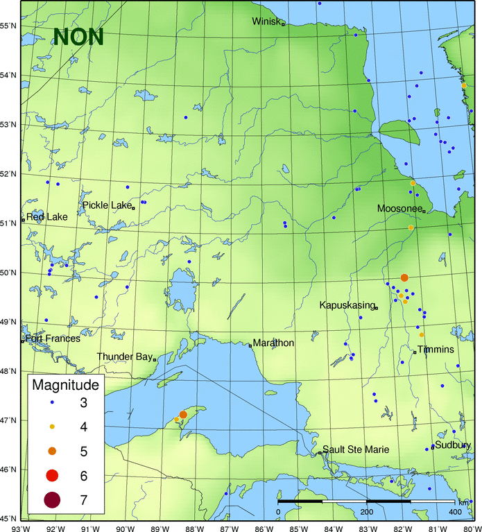 Tremblements de terre dans le nord-est d'Ontario